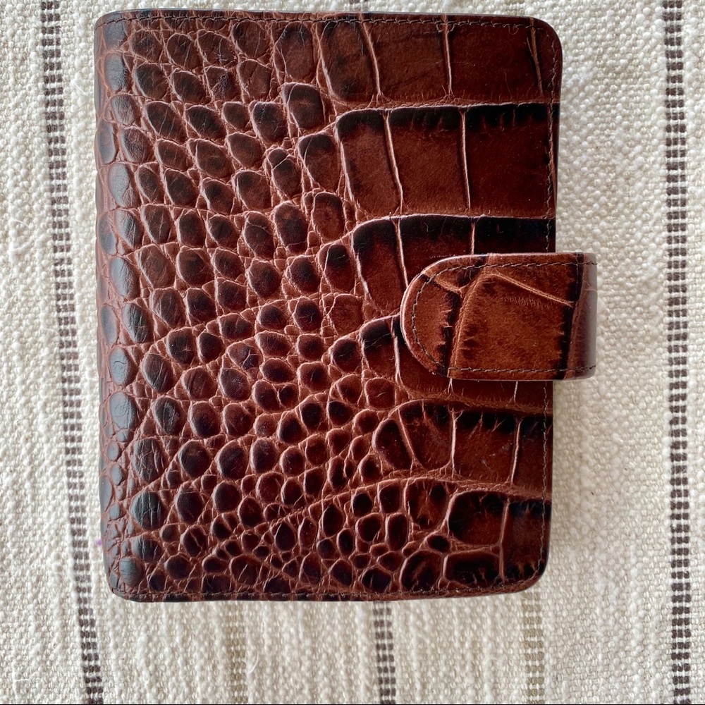 Filofax Croc Pocket Organizer in Chestnut EUC